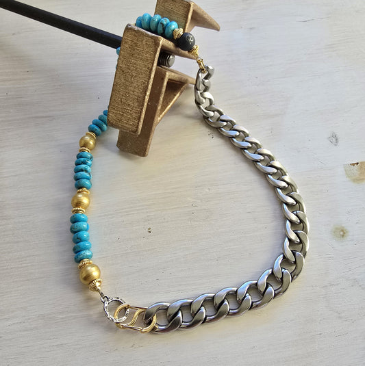 Dakota Turquoise Mixed Metal Necklace