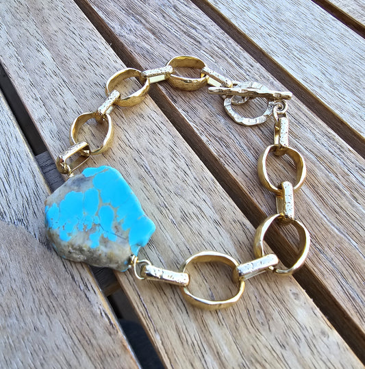 Vintage Chain & Turquoise Bracelet