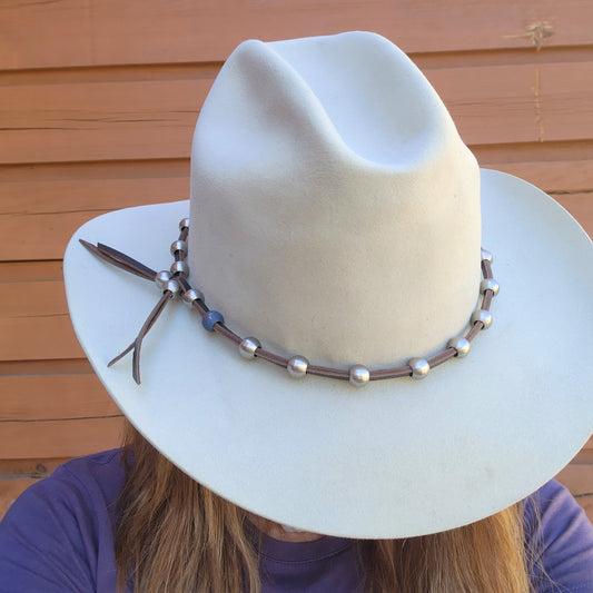 Leather & Steel Beaded Cowboy Hat Band