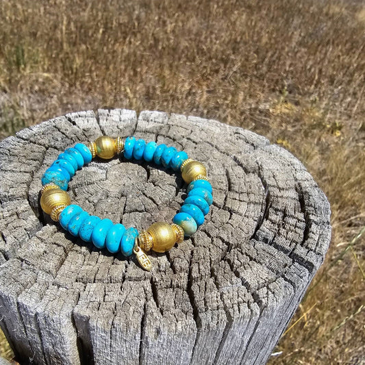 Gloria Turquoise and Gold Stretch Bracelet