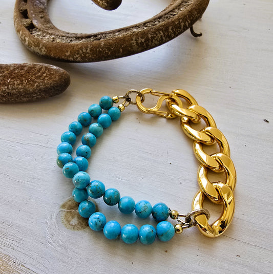 Jesse Turquoise and chain bracelet