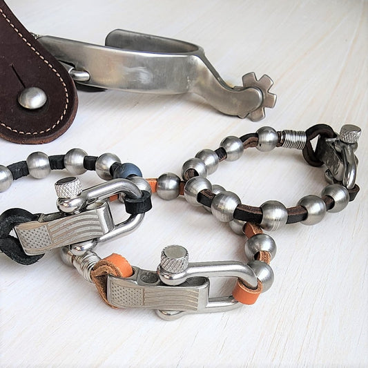 Men's Leather & Steel Bracelet