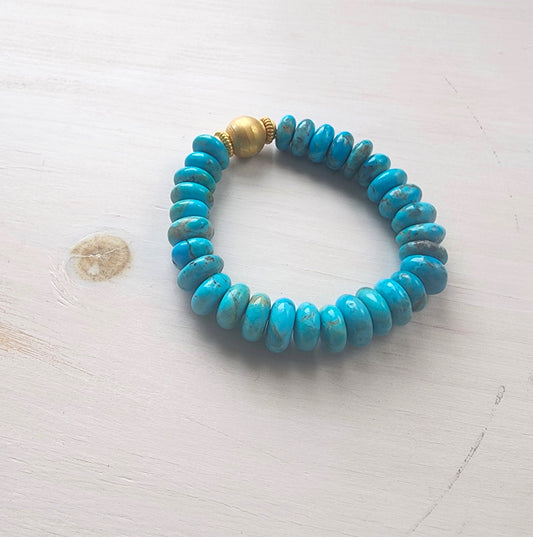 Grace Turquoise and Gold Stretch Bracelet